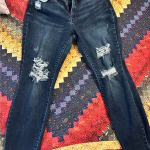 Judy Blue Dark Wash Distressed Skinny Jeans